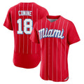 Silnrao M.Marlins #18 Griffin Conine Player Red City Connect Home Limited Elite Stitched Jerseys