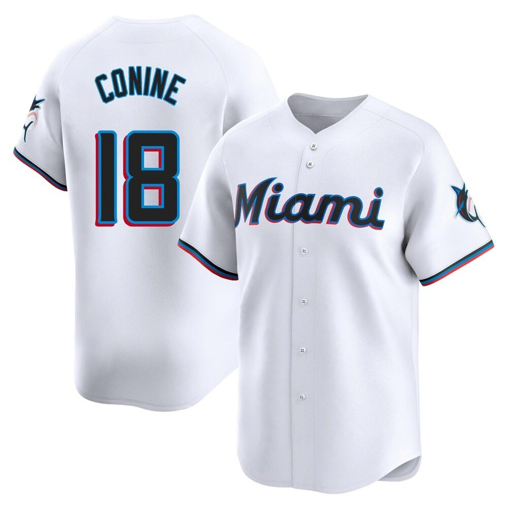 Silnrao M.Marlins #18 Griffin Conine Player White  Home Limited Stitched Jerseys