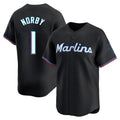 Silnrao M.Marlins #1 Connor Norby Player Black  Home Limited Stitched Jerseys