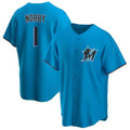 Silnrao M.Marlins #1 Connor Norby Player Blue Home Game Stitched Jerseys