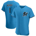 Silnrao M.Marlins #1 Connor Norby Player Blue Home Limited Elite Stitched Jerseys