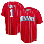 Silnrao M.Marlins #1 Connor Norby Player Red City Connect Home Game Stitched Jerseys