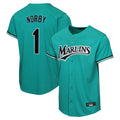 Silnrao M.Marlins #1 Connor Norby Player Teal  Home Game Stitched Jerseys