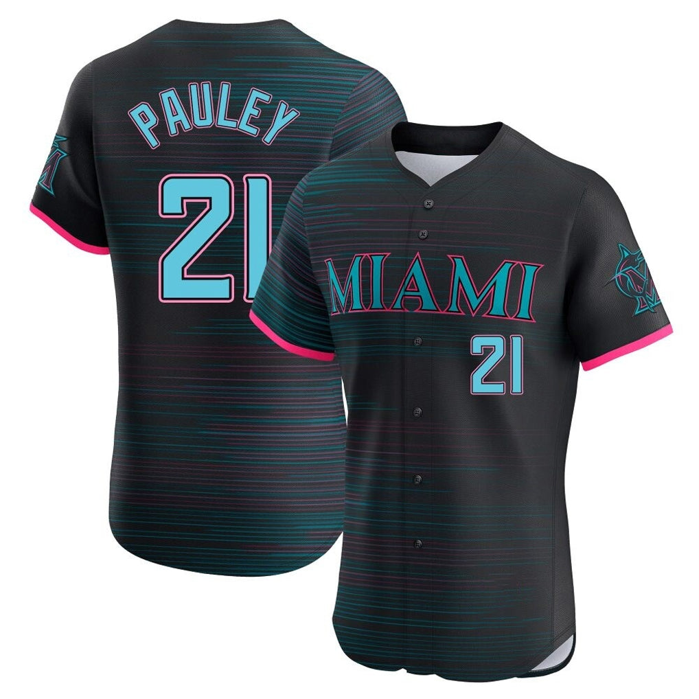 Silnrao M.Marlins #21 Graham Pauley Player Black City Connect Home Limited Elite Stitched Jerseys