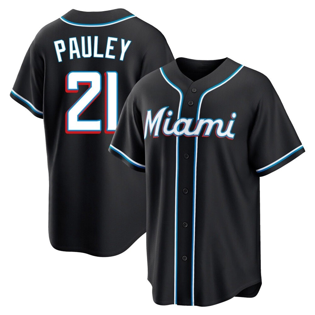 Silnrao M.Marlins #21 Graham Pauley Player Black Fashion Out Home Game Stitched Jerseys