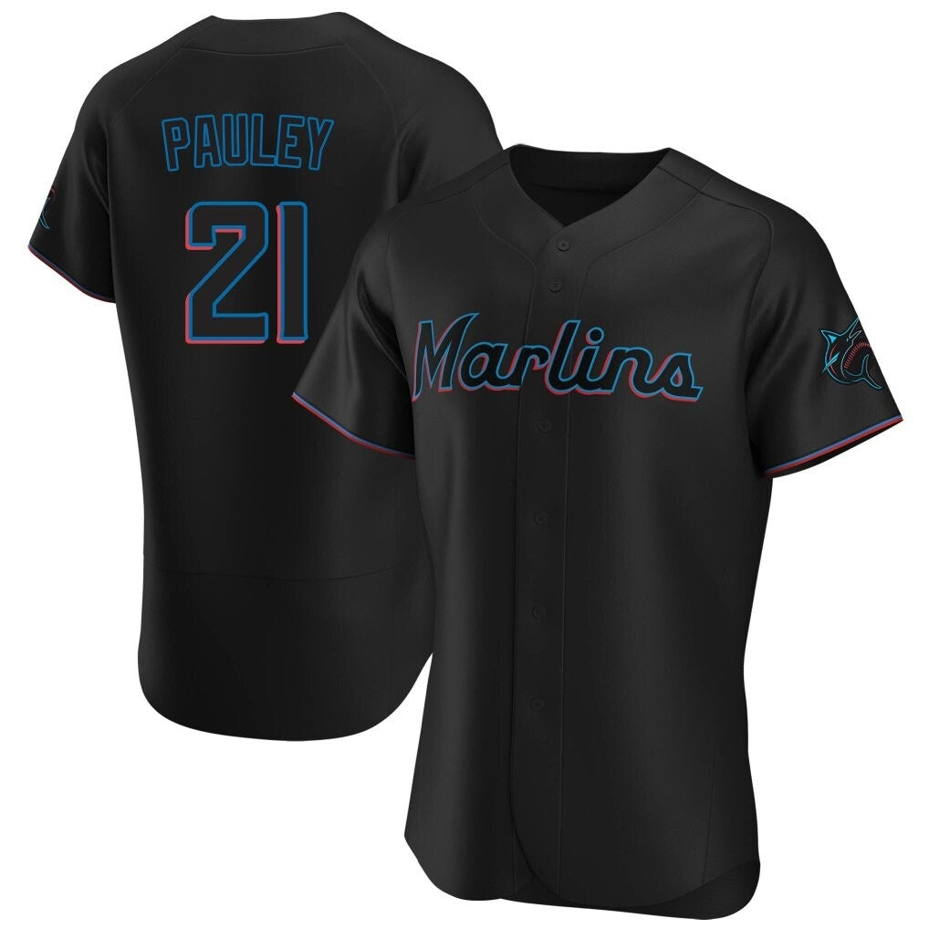 Silnrao M.Marlins #21 Graham Pauley Player Black Home Limited Elite Stitched Jerseys