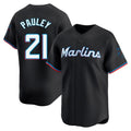 Silnrao M.Marlins #21 Graham Pauley Player Black  Home Limited Stitched Jerseys