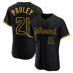 Silnrao M.Marlins #21 Graham Pauley Player Black Snake Skin City Home Limited Elite Stitched Jerseys