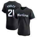 Silnrao M.Marlins #21 Graham Pauley Player Black Vapor Home Limited Elite Stitched Jerseys