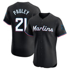 Silnrao M.Marlins #21 Graham Pauley Player Black Vapor Home Limited Elite Stitched Jerseys