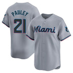 Silnrao M.Marlins #21 Graham Pauley Player Gray Home Limited Stitched Jerseys