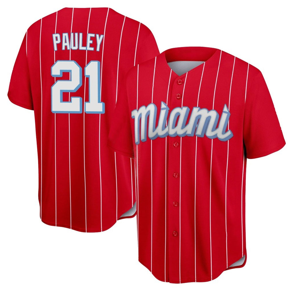 Silnrao M.Marlins #21 Graham Pauley Player Red City Connect Home Game Stitched Jerseys