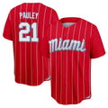 Silnrao M.Marlins #21 Graham Pauley Player Red City Connect Home Game Stitched Jerseys