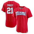 Silnrao M.Marlins #21 Graham Pauley Player Red City Connect Home Limited Elite Stitched Jerseys