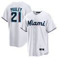 Silnrao M.Marlins #21 Graham Pauley Player White  Home Game Stitched Jerseys
