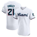 Silnrao M.Marlins #21 Graham Pauley Player White  Home Limited Elite Stitched Jerseys
