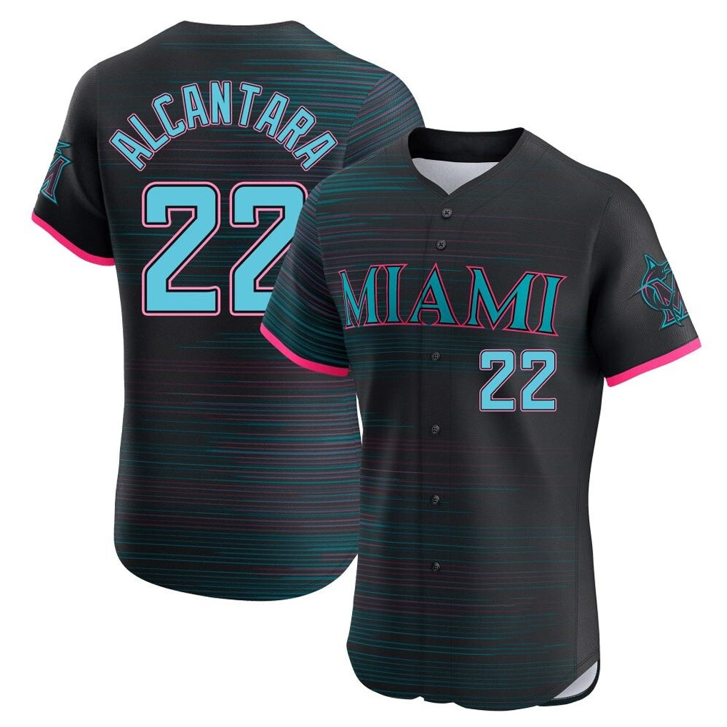 Silnrao M.Marlins #22 Sandy Alcantara Player Black City Connect Home Limited Elite Stitched Jerseys