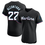 Silnrao M.Marlins #22 Sandy Alcantara Player Black Vapor Home Limited Elite Stitched Jerseys