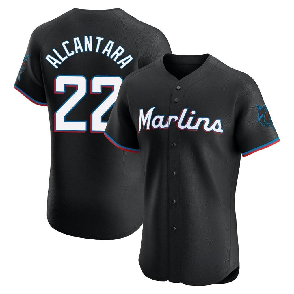 Silnrao M.Marlins #22 Sandy Alcantara Player Black Vapor Home Limited Elite Stitched Jerseys