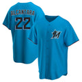 Silnrao M.Marlins #22 Sandy Alcantara Player Blue Home Game Stitched Jerseys