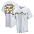 Silnrao M.Marlins #22 Sandy Alcantara Player Gold  Home Game Stitched Jerseys