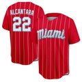 Silnrao M.Marlins #22 Sandy Alcantara Player Red City Connect Home Game Stitched Jerseys