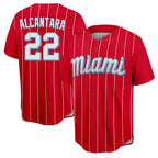 Silnrao M.Marlins #22 Sandy Alcantara Player Red City Connect Home Game Stitched Jerseys