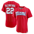 Silnrao M.Marlins #22 Sandy Alcantara Player Red City Connect Home Limited Elite Stitched Jerseys