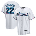 Silnrao M.Marlins #22 Sandy Alcantara Player White  Home Game Stitched Jerseys