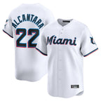 Silnrao M.Marlins #22 Sandy Alcantara Player White  Home Limited Stitched Jerseys