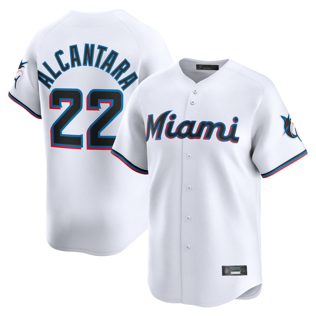 Silnrao M.Marlins #22 Sandy Alcantara Player White  Home Limited Stitched Jerseys
