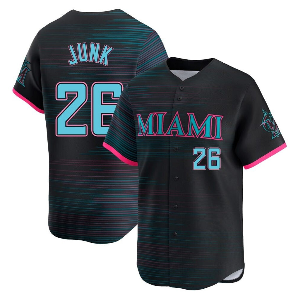 Silnrao M.Marlins #26 Janson Junk Player Black City Connect Home Limited Stitched Jerseys