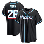 Silnrao M.Marlins #26 Janson Junk Player Black Fashion Out Home Game Stitched Jerseys