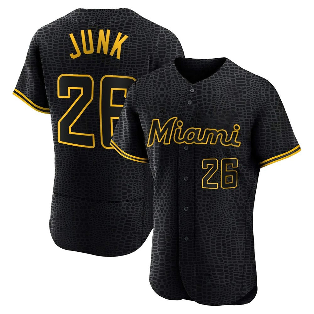 Silnrao M.Marlins #26 Janson Junk Player Black Snake Skin City Home Limited Elite Stitched Jerseys