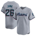 Silnrao M.Marlins #26 Janson Junk Player Gray Home Limited Stitched Jerseys