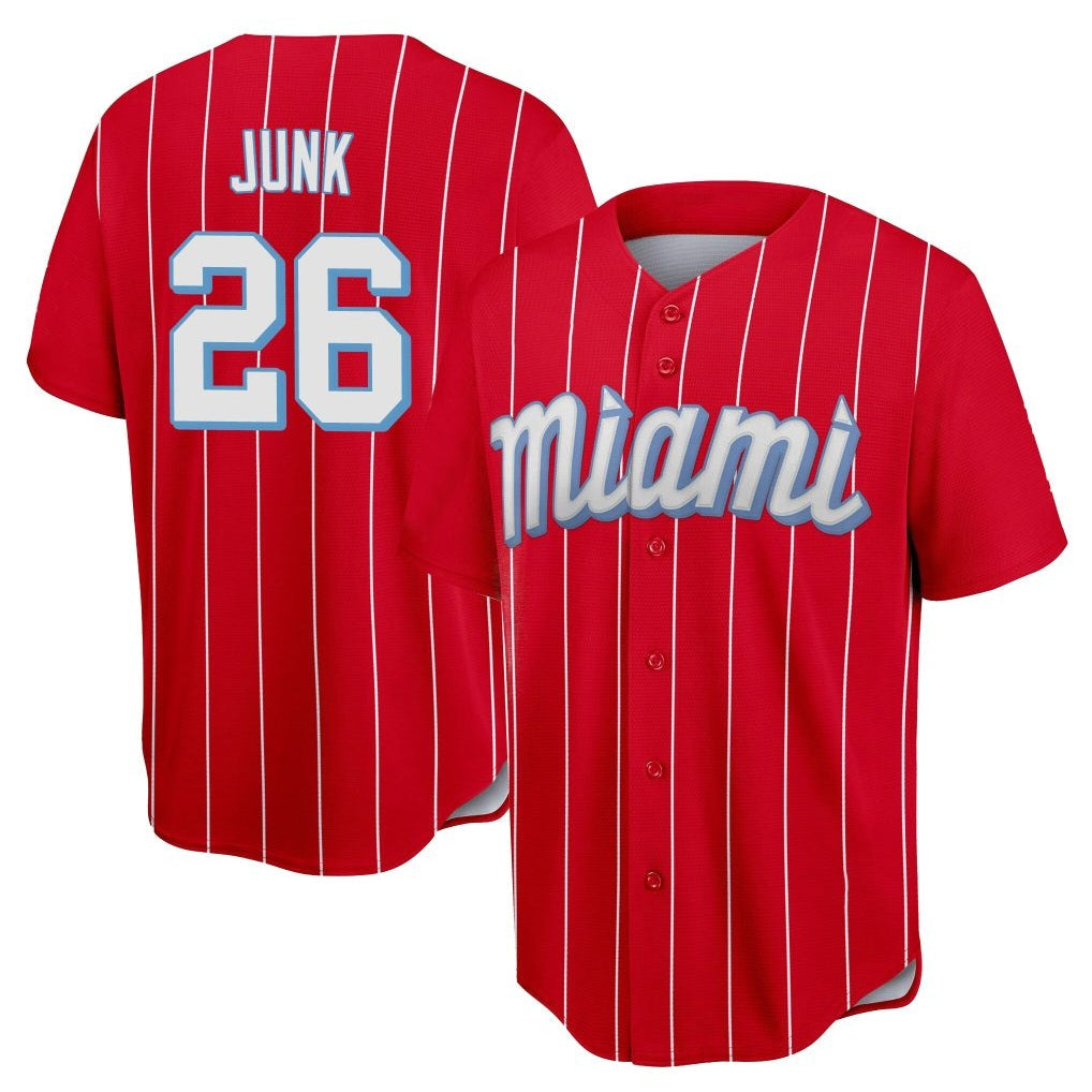 Silnrao M.Marlins #26 Janson Junk Player Red City Connect Home Game Stitched Jerseys