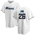 Silnrao M.Marlins #26 Janson Junk Player White  Home Game Stitched Jerseys