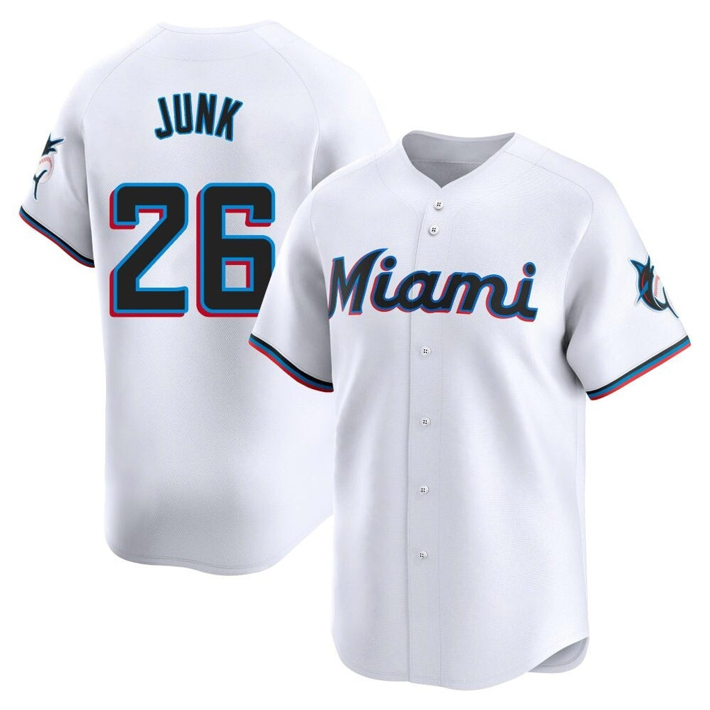 Silnrao M.Marlins #26 Janson Junk Player White  Home Limited Elite Stitched Jerseys
