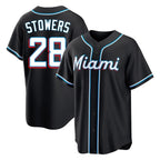 Silnrao M.Marlins #28 Kyle Stowers Player Black Fashion Out Home Game Stitched Jerseys