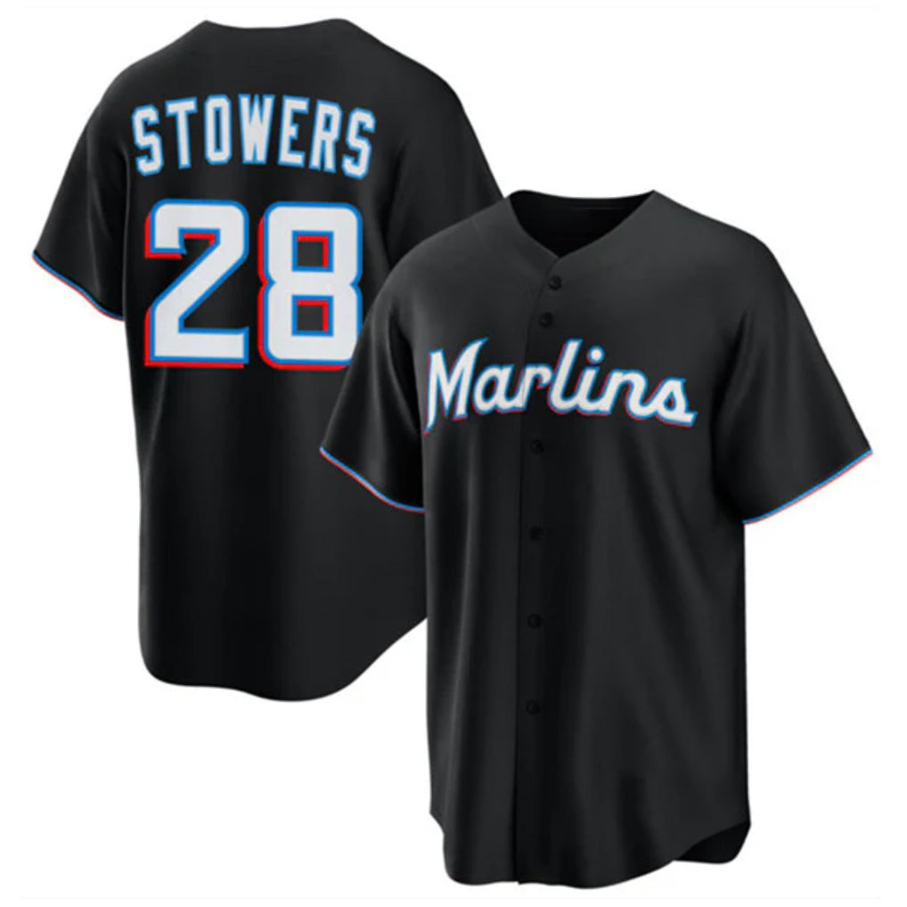 Silnrao M.Marlins #28 Kyle Stowers Player Black  Home Game Stitched Jerseys