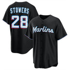 Silnrao M.Marlins #28 Kyle Stowers Player Black  Home Game Stitched Jerseys