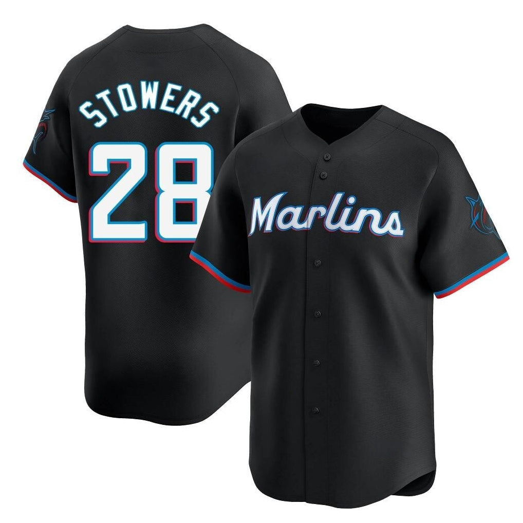 Silnrao M.Marlins #28 Kyle Stowers Player Black  Home Limited Stitched Jerseys