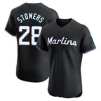 Silnrao M.Marlins #28 Kyle Stowers Player Black Vapor Home Limited Elite Stitched Jerseys