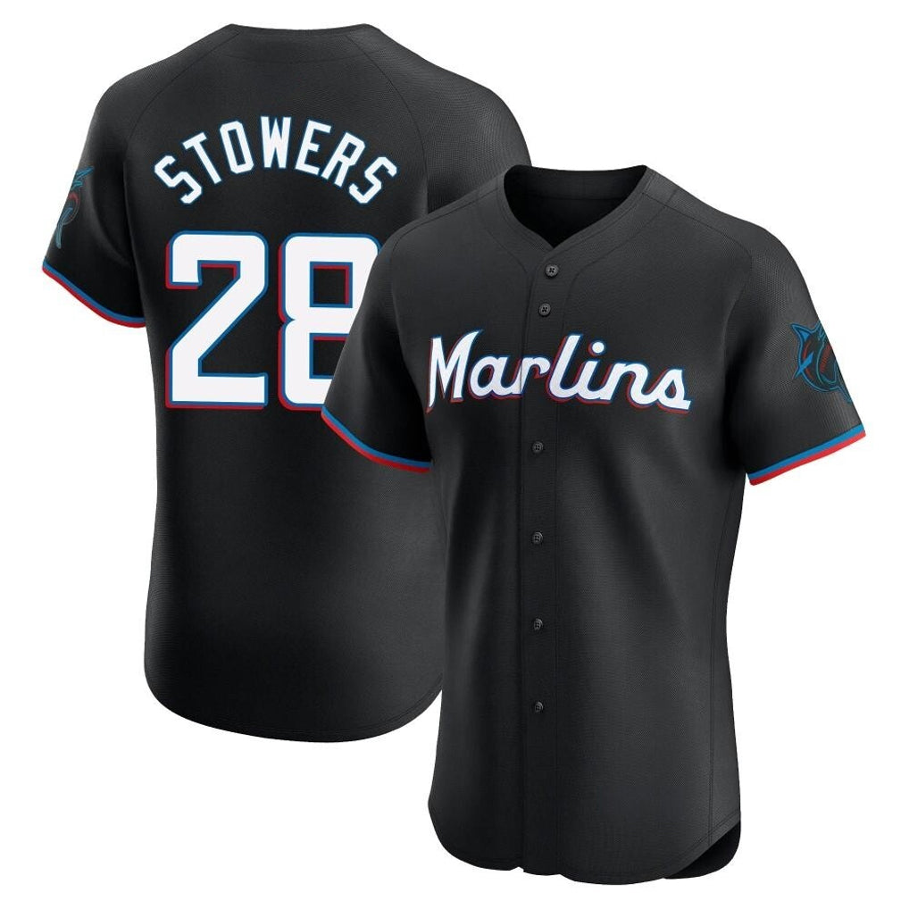 Silnrao M.Marlins #28 Kyle Stowers Player Black Vapor Home Limited Elite Stitched Jerseys