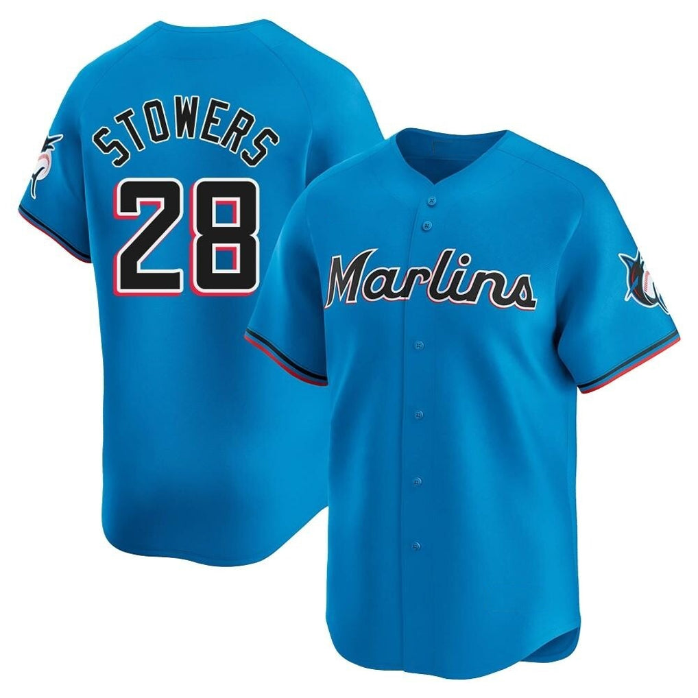 Silnrao M.Marlins #28 Kyle Stowers Player Blue Home Limited Stitched Jerseys
