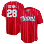 Silnrao M.Marlins #28 Kyle Stowers Player Red City Connect Home Game Stitched Jerseys