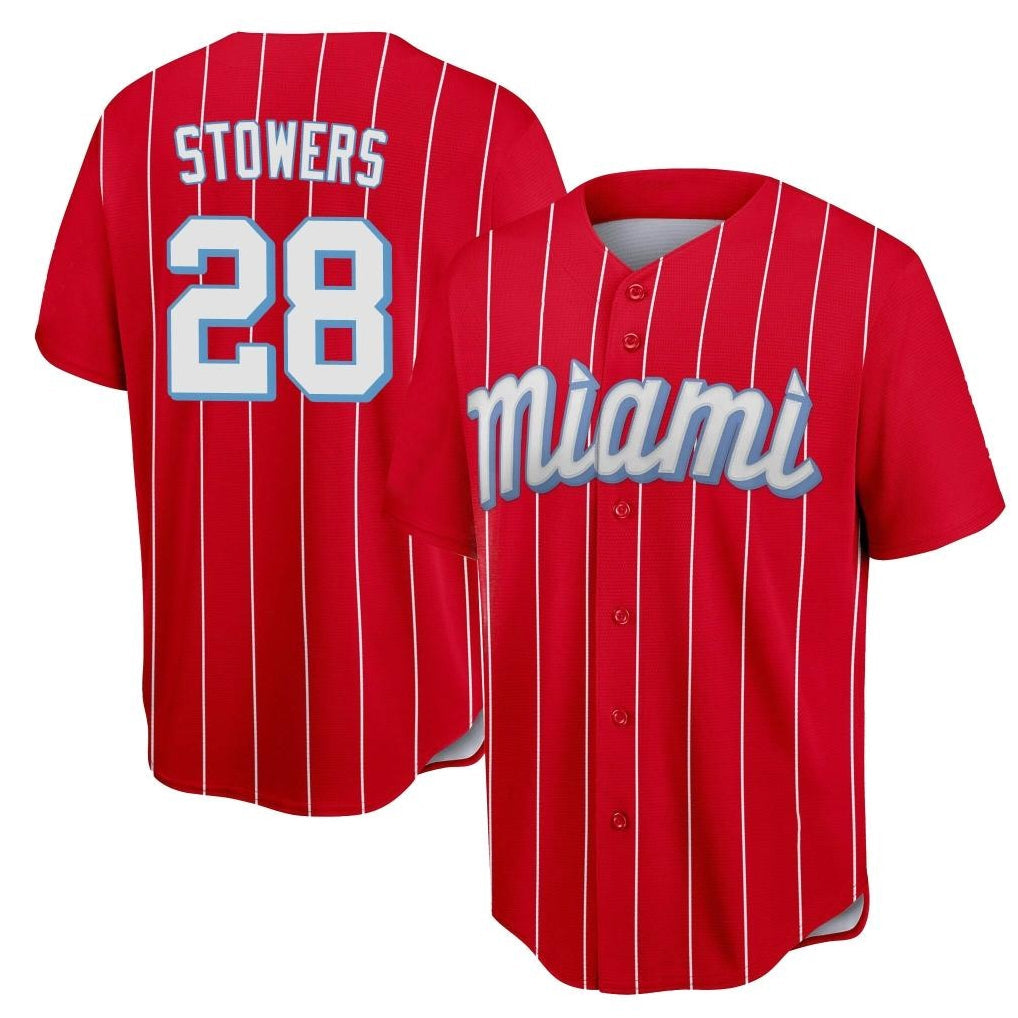 Silnrao M.Marlins #28 Kyle Stowers Player Red City Connect Home Game Stitched Jerseys