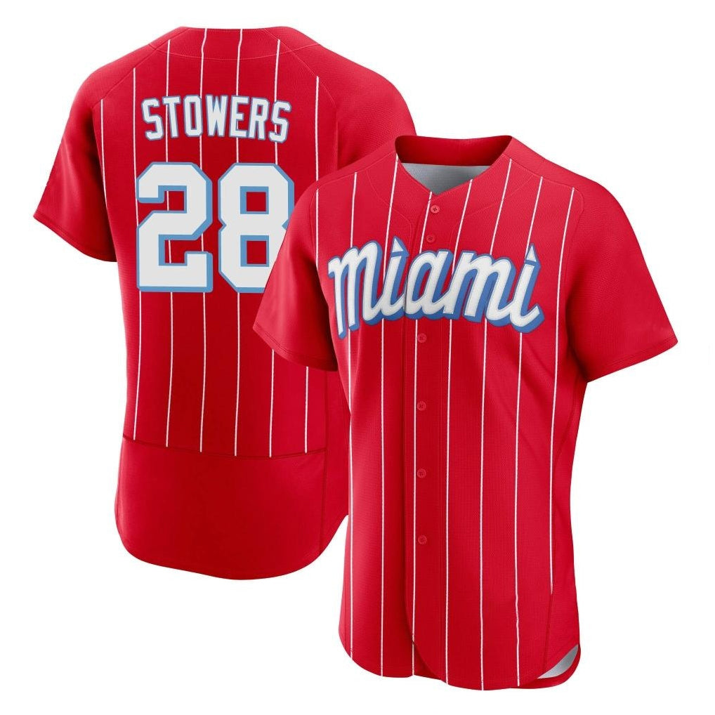 Silnrao M.Marlins #28 Kyle Stowers Player Red City Connect Home Limited Elite Stitched Jerseys
