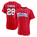 Silnrao M.Marlins #28 Kyle Stowers Player Red City Connect Home Limited Elite Stitched Jerseys