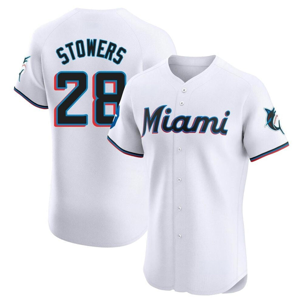 Silnrao M.Marlins #28 Kyle Stowers Player White  Home Limited Elite Stitched Jerseys
